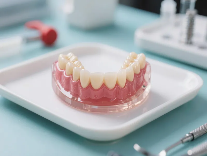 Prótese dentária flexível sobre bandeja clínica